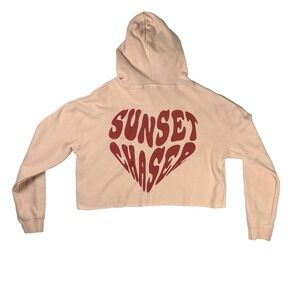 BACON LETTUCE TOMATO Crop Hoodie Women's Size Medium Long Sleeve Raw‎ Hem